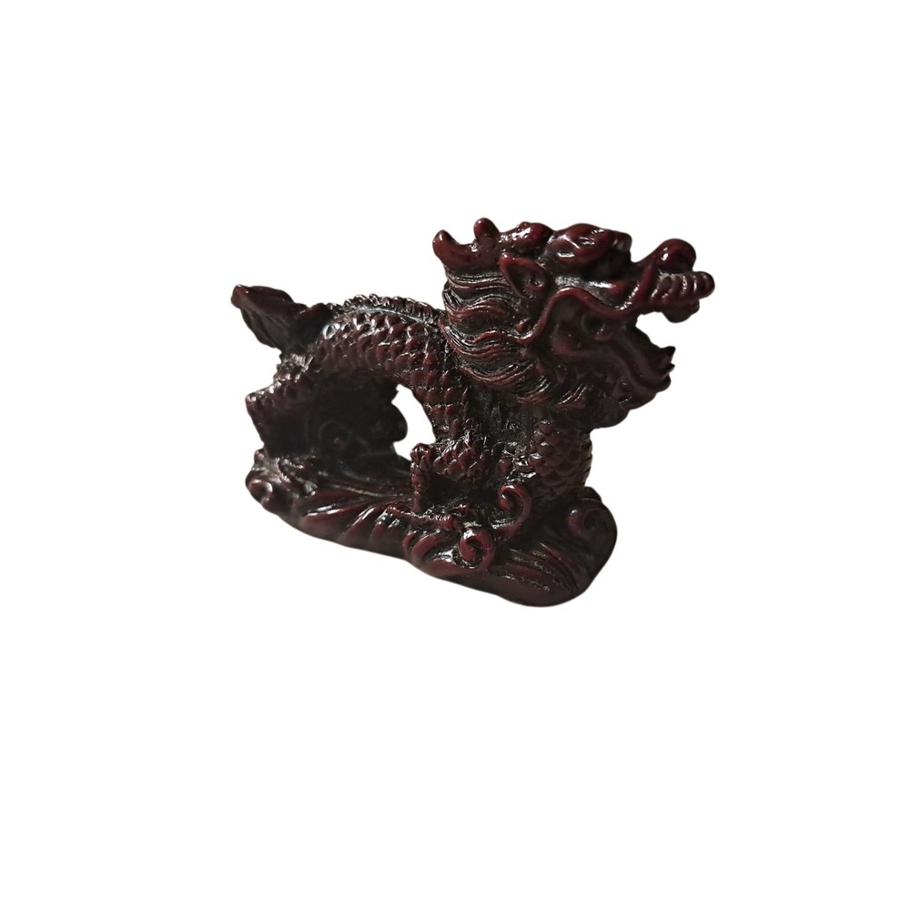 Vintage Chinese Red Feng Shui Resin Dragon  figurine 2.5in‎ x 3in